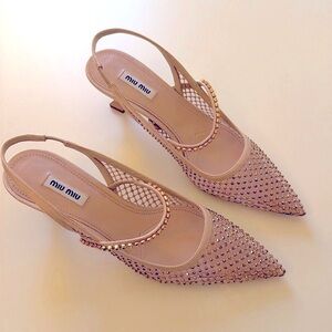 Miu miu kitten heels crystal heels. Holiday party shoes